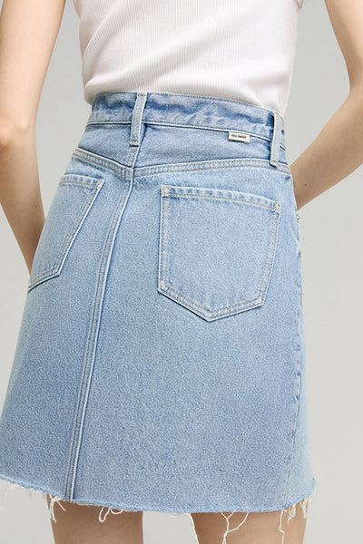 Coastal Light Denim Mini Skirt – High Rise Classic Fit | Evernorth