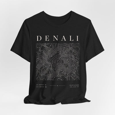 Denali Mountain Map Tee — Minimal Topographic Graphic T-Shirt