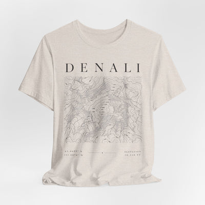 Denali Mountain Map Tee — Minimal Topographic Graphic T-Shirt