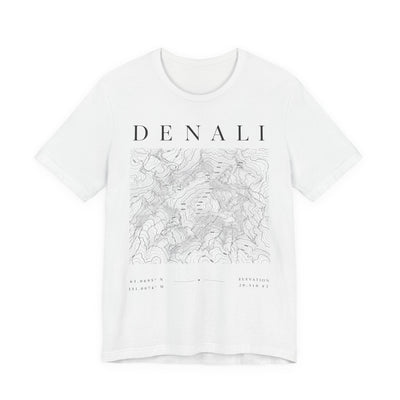 Denali Mountain Map Tee — Minimal Topographic Graphic T-Shirt