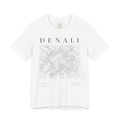 Denali Mountain Map Tee — Minimal Topographic Graphic T-Shirt