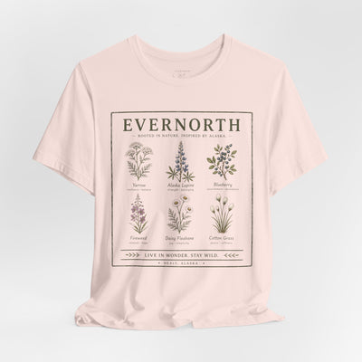 Evernorth Botanical Tee, Vintage Wildflower Illustration Shirt, product photo, botanical graphic tee by Evernorth Design