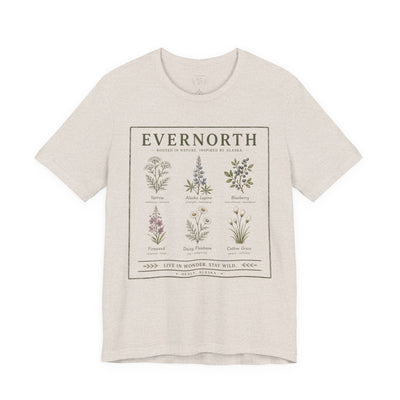 Evernorth Botanical Tee, Vintage Wildflower Illustration Shirt, product photo, botanical graphic tee by Evernorth Design