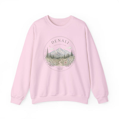 Denali Mountain Crewneck Sweatshirt, Scenic National Park Graphic, product photo by Evernorth Design