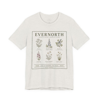 Evernorth Botanical Tee, Vintage Wildflower Illustration Shirt, product photo, botanical graphic tee by Evernorth Design