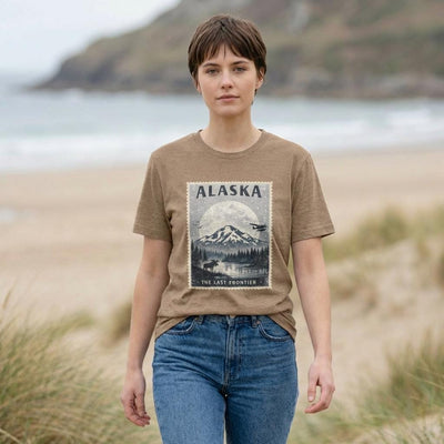 Postcard Stamp Tee, Alaska National Park, product photo, Alaska graphic tee by Evernorth Design