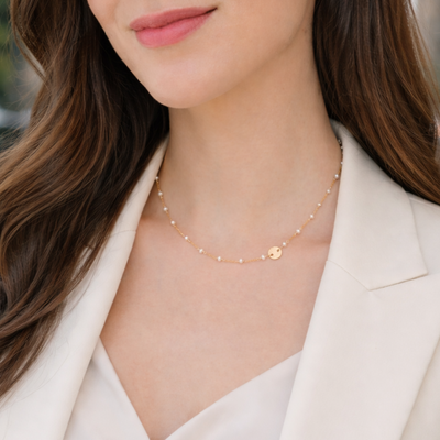 Pearl Paloma Chain Necklace, product photo, elevated everyday minimal jewelry by Evernorth Design