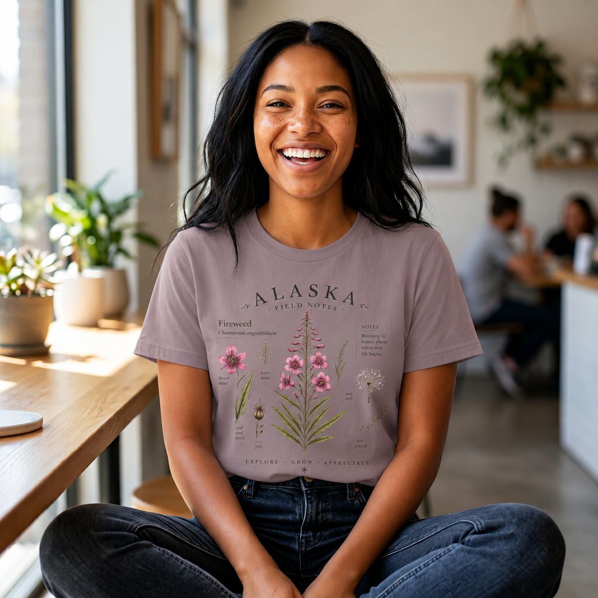Alaska Wildflowers Botanical Tee - Fireweed Illustration