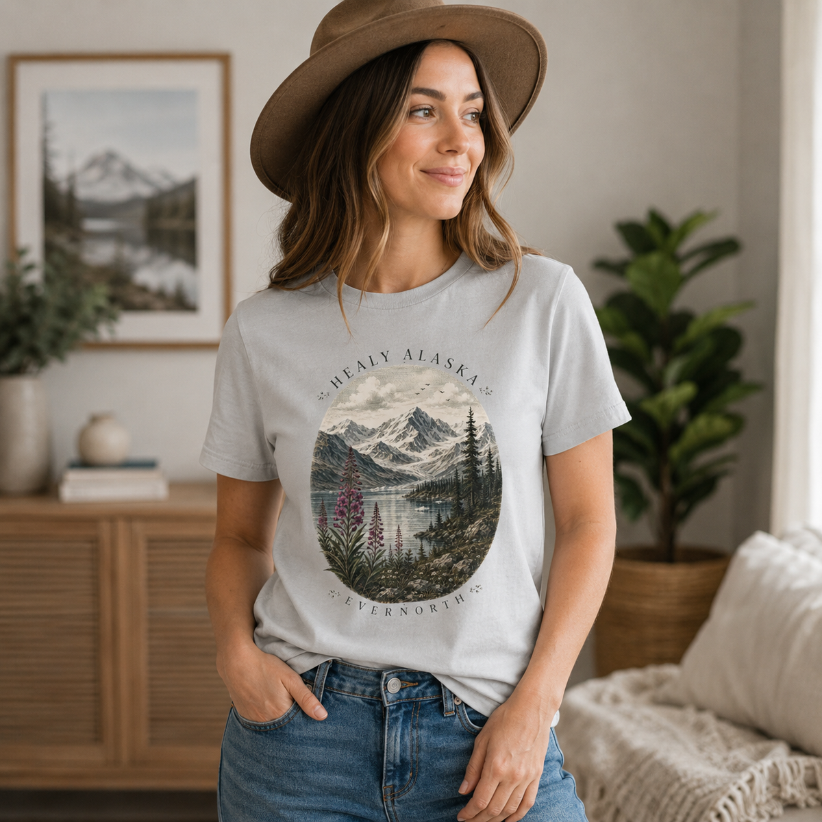 Alaska Mountain Lake Tee — Scenic Vintage Nature T-Shirt