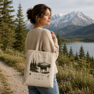 Durable natural cotton canvas tote bag with long shoulder handles by Evernorth — front view
