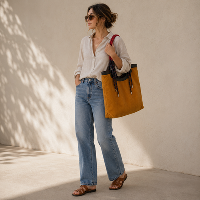 Northern Light Corduroy Tote, styled product mockup, elevated everyday everyday bag by Evernorth Design