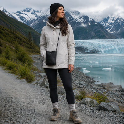 Northern Light Mini Crossbody Bag, styled product mockup, elevated everyday everyday bag by Evernorth Design