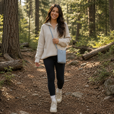 Northern Light Mini Crossbody Bag, styled product mockup, elevated everyday everyday bag by Evernorth Design