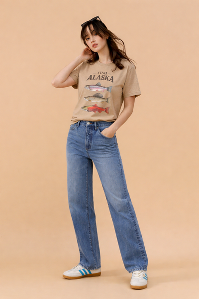 Denali High Rise Straight Leg Jeans, Women’s Classic Full Length Denim, product photo, Alaska-inspired women’s everyday clothing by Evernorth Design