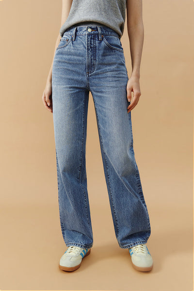Denali High Rise Straight Leg Jeans, Women’s Classic Full Length Denim, product photo, Alaska-inspired women’s everyday clothing by Evernorth Design