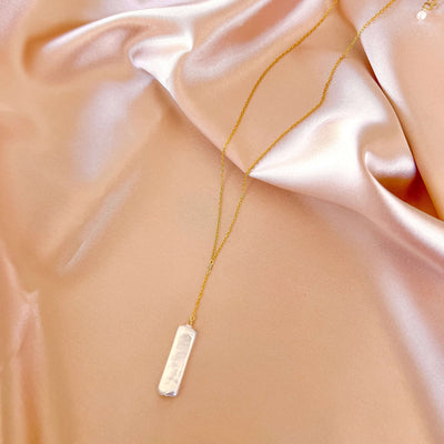Stick Pearl Y Necklace, main product photo, elevated everyday minimal jewelry by Evernorth Design