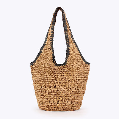 Woven Bag, Casual Beach Vacation Tote, Daily Versatile Commuter Purse, Unique Womens Accessory, product photo by Evernorth Design