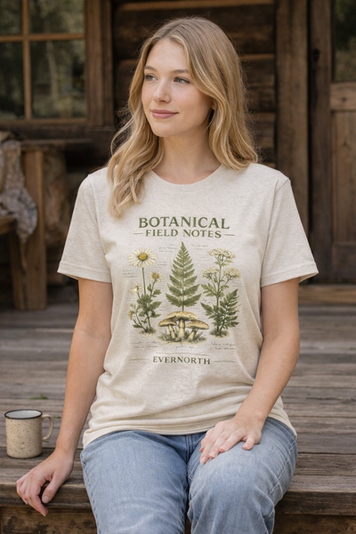 Botanical Field Notes T-Shirt — Vintage Botanical Illustration Tee
