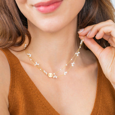 Pearl Paloma Chain Necklace, product photo, elevated everyday minimal jewelry by Evernorth Design