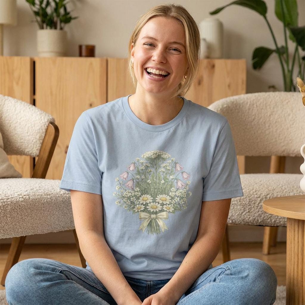 Wildflower Bouquet Shirt | Daisy & Foxglove Illustration