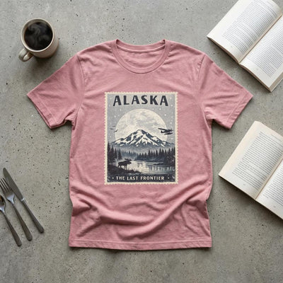 Postcard Stamp Tee, Alaska National Park, product photo, Alaska graphic tee by Evernorth Design