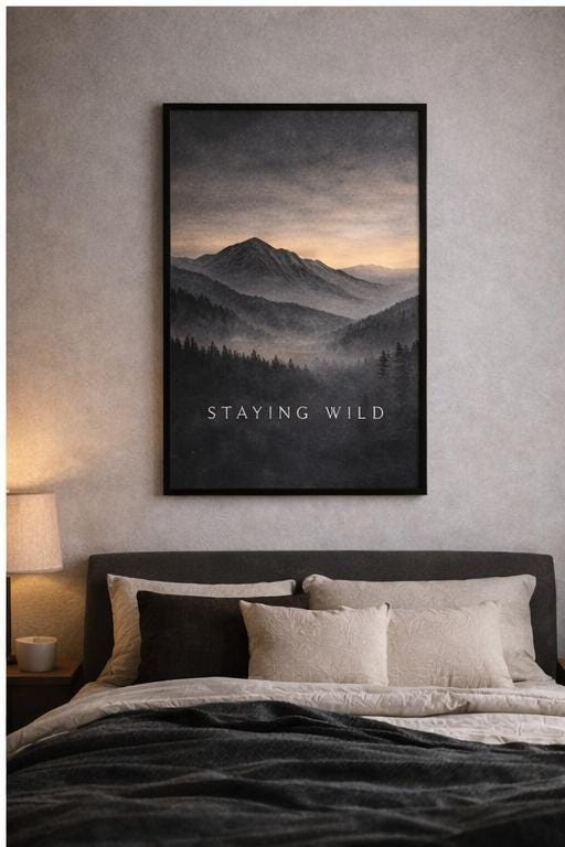 Staying - Wild, Moody Mountain Wall Art, main product photo, nature-inspired Alaska-inspired wall art by Evernorth Design