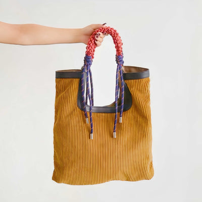 Northern Light Corduroy Tote, product photo, in yellow, elevated everyday everyday bag by Evernorth Design