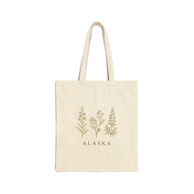 Northern Bloom, Alaska Wildflowers Tote Bag, product photo, Alaska-inspired and nature-inspired everyday bag by Evernorth Design