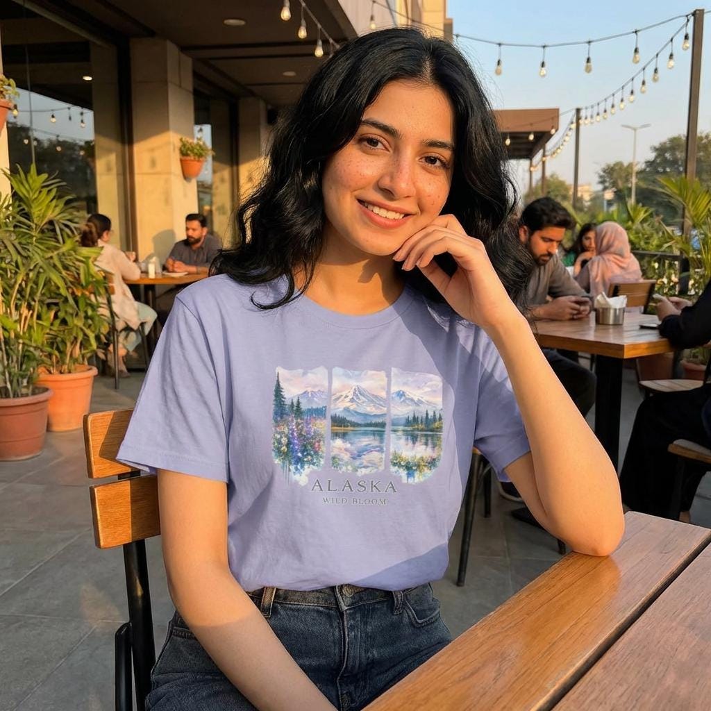 Alaska clothing by Evernorth Design - Alaska watercolor landscape tee | Landscape Shirt